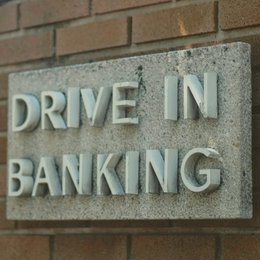 Sign with the title 'DRIVE IN BANKING'